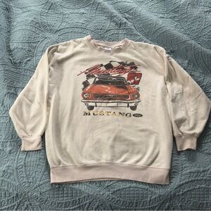 Vintage Ford Mustang Graphic Beige Sweater Men’s Small/Women’s Medium